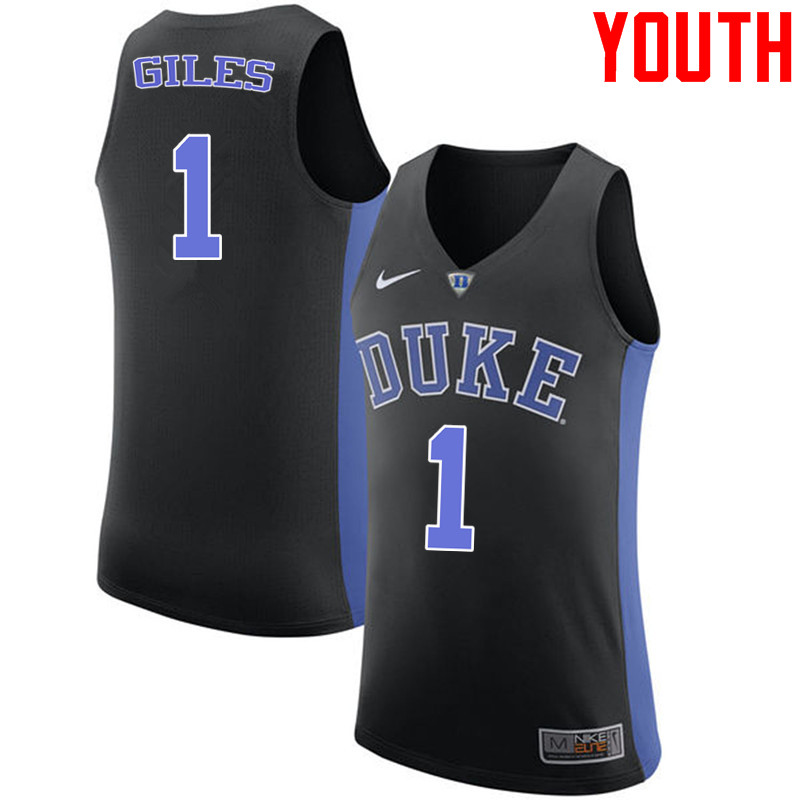 Youth #1 Harry Giles Duke Blue Devils College Basketball Jerseys-Black - Click Image to Close